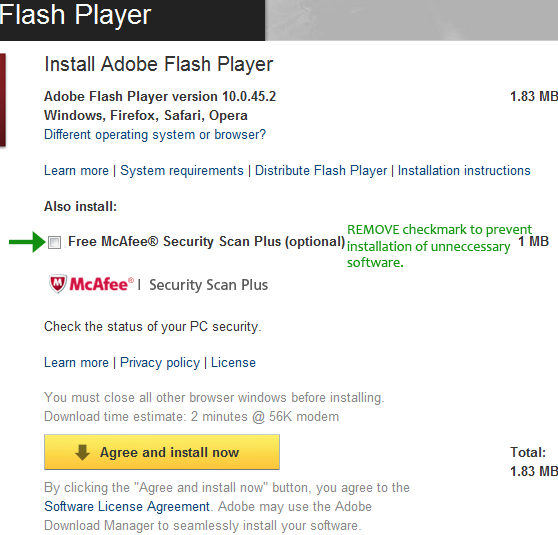 Adobe Flash install